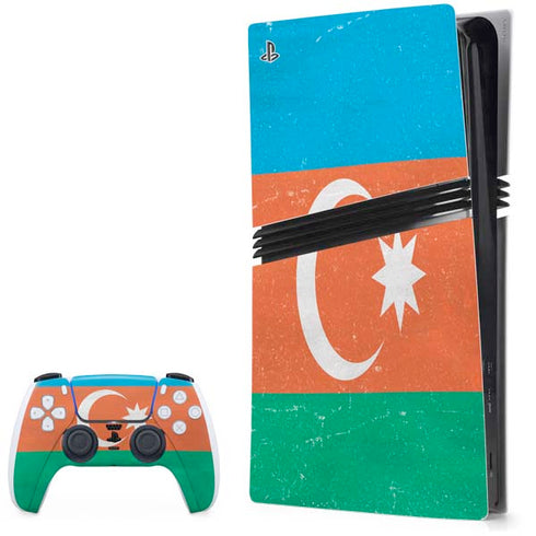 Azerbaijan Flag Distressed PS5 Pro Bundle Skin